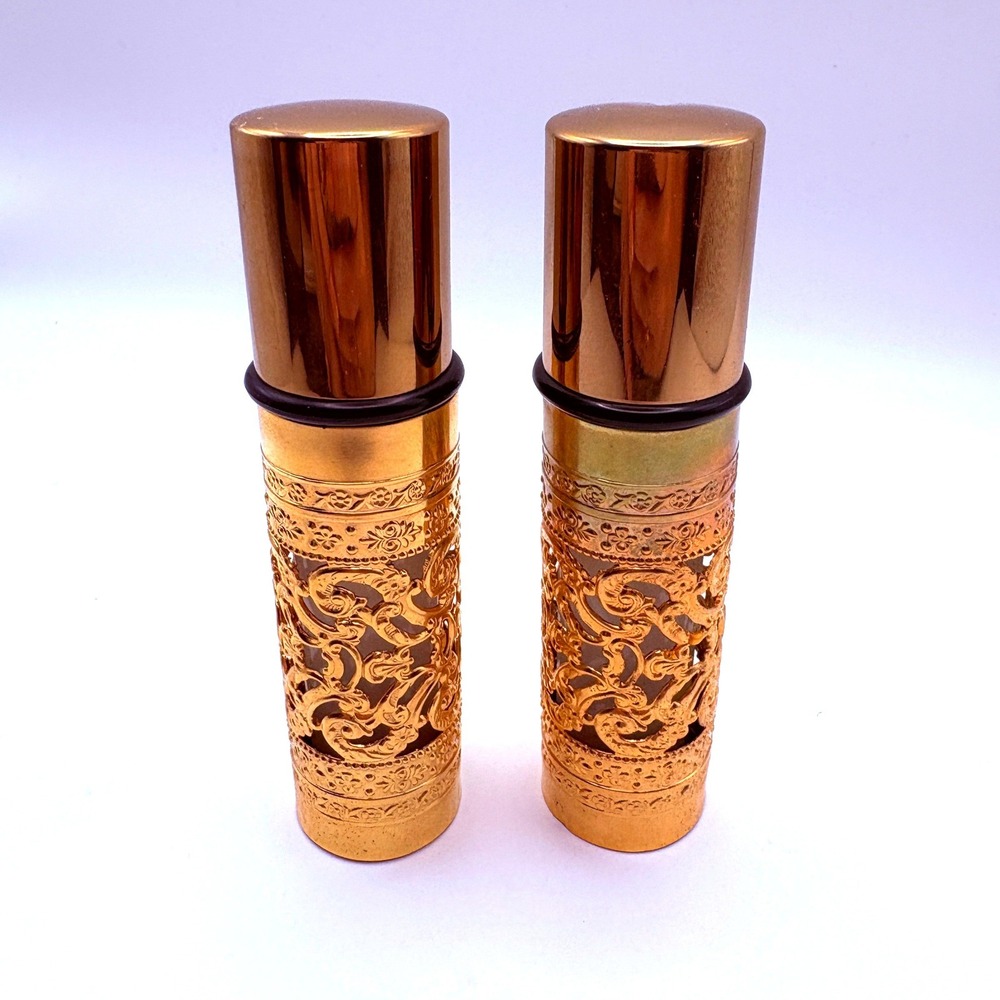 Vintage Evans Crowder 672 HS Gold Floral Hair Spray Purser Refillable‎ Set